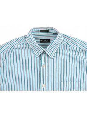 Lyle & Scott Men's Combed Cotton Button Down White & Blue Striped Shirt - XL